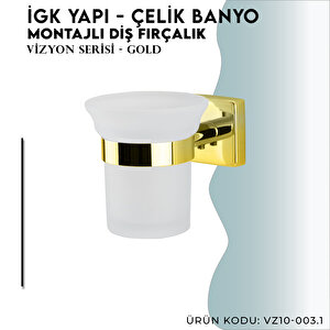 İgk Yapi - Çelik Banyo Vizyon Gold Montajlı Diş Fırçalık (vz10-004.1)