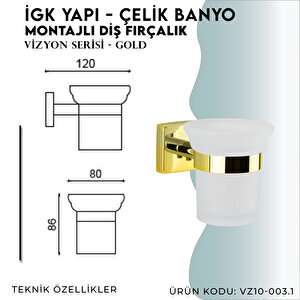 İgk Yapi - Çelik Banyo Vizyon Gold Montajlı Diş Fırçalık (vz10-004.1)