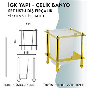 İgk Yapi - Çelik Banyo Vizyon Gold Set Üstü Diş Fırçalık (vz10-021.1)