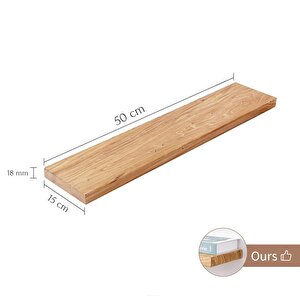 2li Doğal Ahşap Duvar Rafı Kütüphane Kitaplık Banyo Ve Mutfak Düzenleyici 50x15