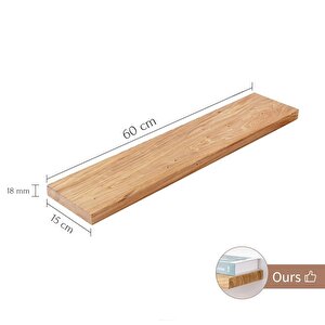 2li Doğal Ahşap Duvar Rafı Kütüphane Kitaplık Banyo Ve Mutfak Düzenleyici 60x15