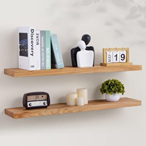 2li Doğal Ahşap Duvar Rafı Kütüphane Kitaplık Banyo Ve Mutfak Düzenleyici 70x15
