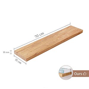 2li Doğal Ahşap Duvar Rafı Kütüphane Kitaplık Banyo Ve Mutfak Düzenleyici 70x15