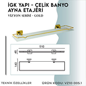 İgk Yapi - Çelik Banyo Vizyon Gold Etajer (vz10-005.1)