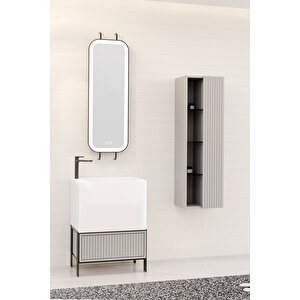 Greta 65 Cm Banyo Dolabı - Gri (boy Dolap Dahil)