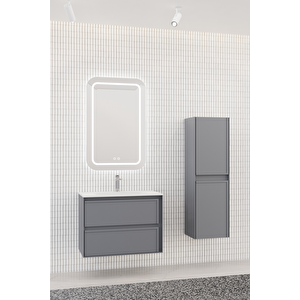Elisa 80 Cm Banyo Dolabı - Antrasit (boy Dolap Dahil)