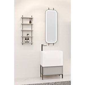 Greta 65 Cm Banyo Dolabı - Gri (raf Modül Dahil)