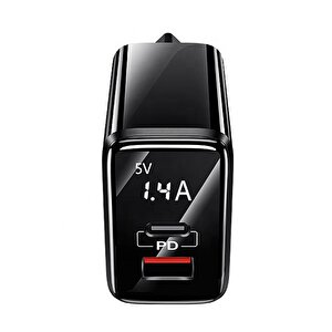 Usams Us-cc133 T40 20w Qc3.0+pd Type-c+usb Dijital Göstergeli Hızlı Şarj Başlığı