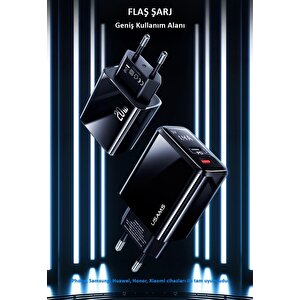 Usams Us-cc133 T40 20w Qc3.0+pd Type-c+usb Dijital Göstergeli Hızlı Şarj Başlığı