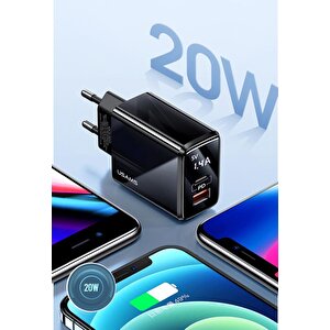 Usams Us-cc133 T40 20w Qc3.0+pd Type-c+usb Dijital Göstergeli Hızlı Şarj Başlığı