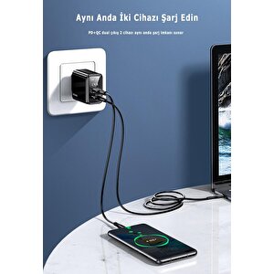 Usams Us-cc133 T40 20w Qc3.0+pd Type-c+usb Dijital Göstergeli Hızlı Şarj Başlığı