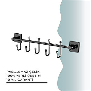 İgk Yapi - Çelik Banyo Vizyon Mat Siyah Beşli Askılık (vz10-011.4)