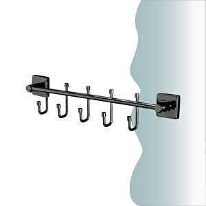 İgk Yapi - Çelik Banyo Vizyon Mat Siyah Beşli Askılık (vz10-011.4)