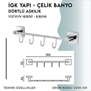 İgk Yapi - Çelik Banyo Vizyon Dörtlü Askılık (vz10-031)