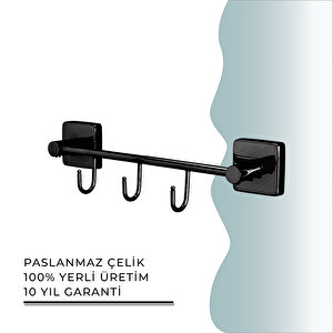 İgk Yapi - Çelik Banyo Vizyon Mat Siyah Üçlü Askılık (vz10-030.4)