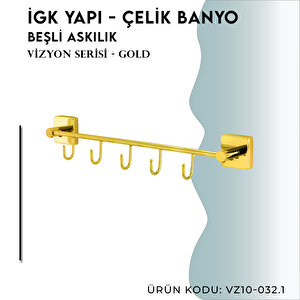 İgk Yapi - Çelik Banyo Vizyon Gold Beşli Askılık (vz10-032.1)
