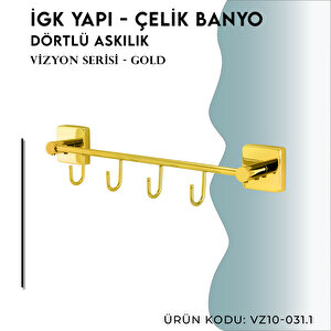İgk Yapi - Çelik Banyo Vizyon Gold Dörtlü Askılık (vz10-031.1)