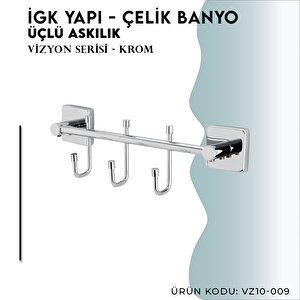 İgk Yapi - Çelik Banyo Vizyon Üçlü Askılık (vz10-009)