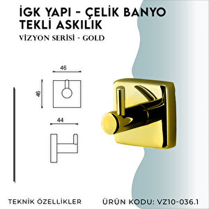 İgk Yapi - Çelik Banyo Vizyon Gold Tekli Askılık (vz10-036.1)