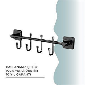 İgk Yapi - Çelik Banyo Vizyon Mat Siyah Dörtlü Askılık (vz10-010.4)
