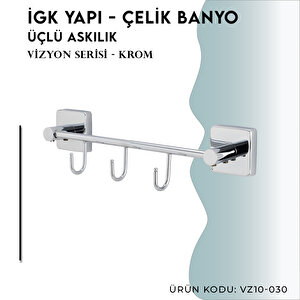 İgk Yapi - Çelik Banyo Vizyon Üçlü Askılık (vz10-030)