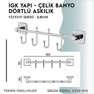 İgk Yapi - Çelik Banyo Vizyon Dörtlü Askılık (vz10-010)