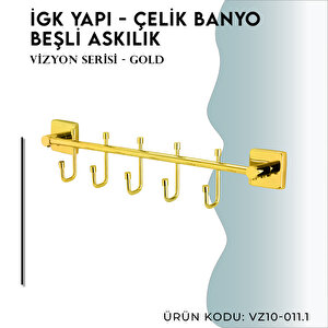İgk Yapi - Çelik Banyo Vizyon Gold Beşli Askılık (vz10-011.1)