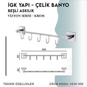İgk Yapi - Çelik Banyo Vizyon Beşli Askılık (vz10-032)