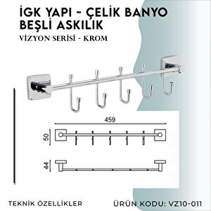 İgk Yapi - Çelik Banyo Vizyon Beşli Askılık (vz10-011)