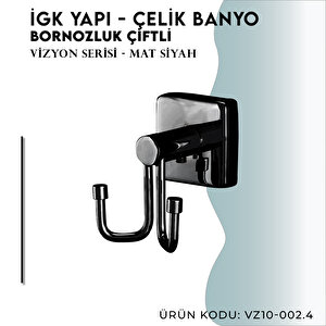 İgk Yapi - Çelik Banyo Vizyon Mat Mat Siyah Bornozluk Çiftli (vz10-002.4)