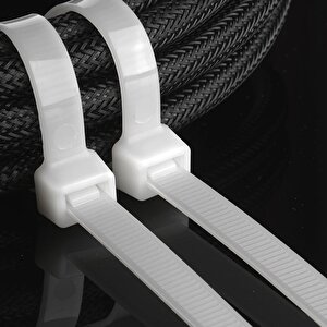 3.6x370 Mm Şeffaf Beyaz Plastik Kablo Bağı Klipsi Cırt Kelepçe 100 Adet