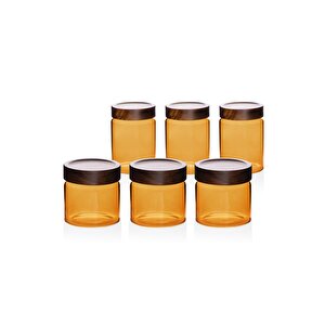 Akasya Yuvarlak Cam Kavanoz Seti Amber 6 Parça
