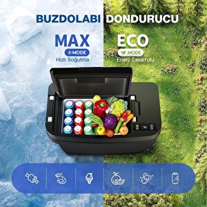 T35 12/24volt 33litre Tesla Model Y Ile Uyumlu Kompresörlü Outdoor Oto Buzdolabı