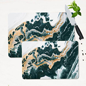 2' Li Takım 30x40 Cm Ve 20x30 Cm Model 33 Desenli Cam Kesim Tablası Ve Ocak Koruma