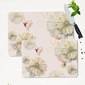 2' Li Takım 30x40 Cm Ve 20x30 Cm Model 94 Desenli Cam Kesim Tablası Ve Ocak Koruma