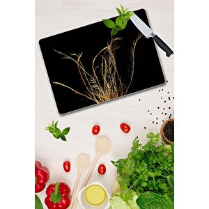20x30 Cm Cam Kesme Tahtası Altın Dal