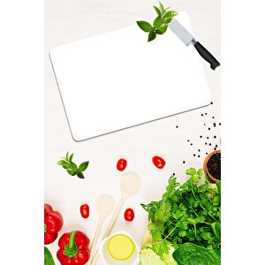 20x30 Cm Cam Kesme Tahtası Düz Beyaz