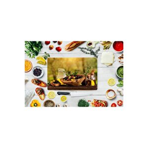 20x30 Cm Cam Kesme Tahtası Zeytin Görünümlü