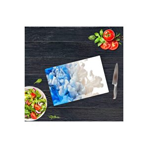 20x30 Cm Cam Kesme Tahtası Mavi Duman