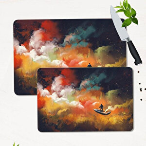 2' Li Takım 30x40 Cm Ve 20x30 Cm Model 1108 Desenli Cam Kesim Tablası Ve Ocak Koruma