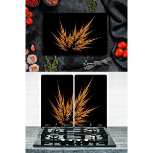 Takım Halinde Tek Başak 20x30 Cm Kesme Tablası Ve 2'li 30x52 Cm Cam Ocak Koruyucu 4'lü Ocaklar