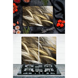 Takım Halinde Hasat 20x30 Cm Kesme Tablası Ve 2'li 30x52 Cm Cam Ocak Koruyucu 4'lü Ocaklar