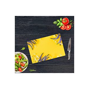 20x30 Cm Cam Kesme Tahtası Sarı Karanfil
