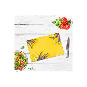 20x30 Cm Cam Kesme Tahtası Sarı Karanfil