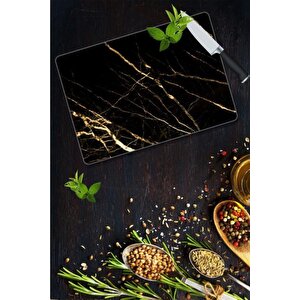 20x30 Cm Cam Kesme Tahtası Sarı Altın Mermer