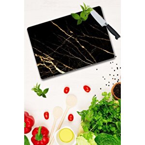 20x30 Cm Cam Kesme Tahtası Sarı Altın Mermer