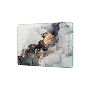 20x30 Cm Cam Kesme Tahtası Siyah Yaldızlı Mermer