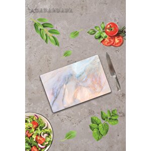 20x30 Cm Cam Kesme Tahtası Ezgi  Mermer Görünümlü