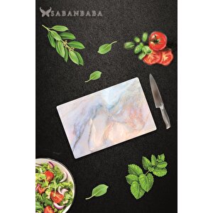 20x30 Cm Cam Kesme Tahtası Ezgi  Mermer Görünümlü