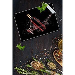 20x30 Cm Cam Kesme Tahtası Kırmızı Şarap